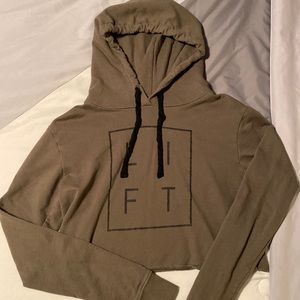 2pood green womens xs crop hoodie with thumb holes